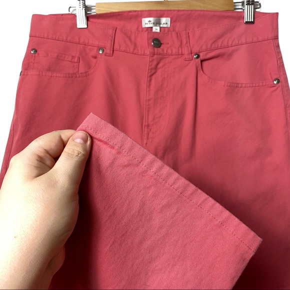 Peter Millar Slim Fit Chino Soft Touch Twill Trouser Pants Cape Red Pima Cotton - Picture 5 of 10